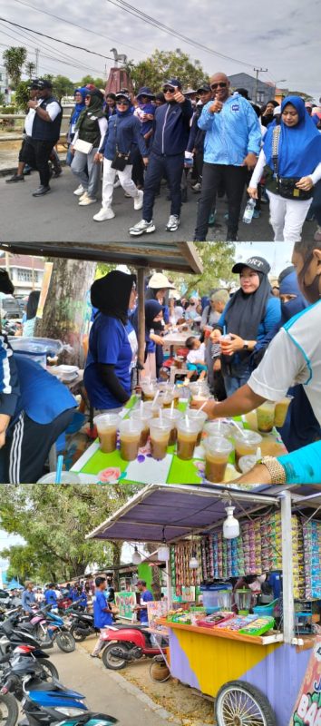 para pelaku UMKM dilibatkan menyediakan suguhan atau konsumsi peserta jalan santai HUT Demokrat, Sabtu (21/9)