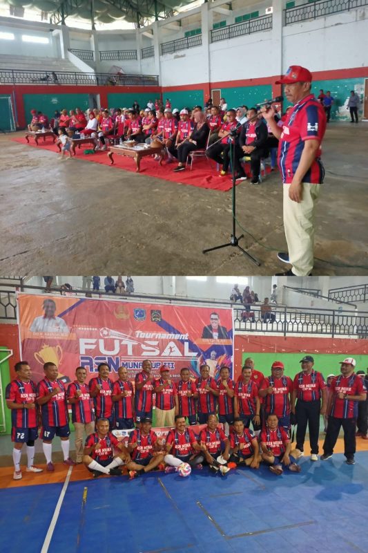 Plt Bupati Muna, H Bachrun saat membuka kejuaraan Futsal ASN Muna Cup III di SOR La Ode Pandu Raha, Minggu (8/9)