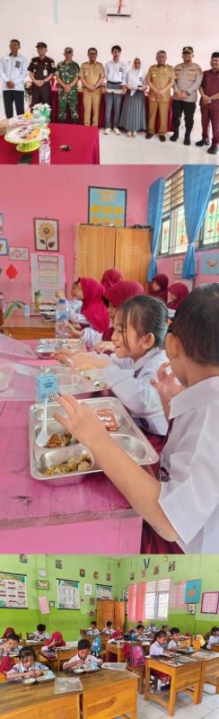 Ketgam : Bupati Muna, Drs H Bachrun Labuta saat melaunching program MBG di sekolah