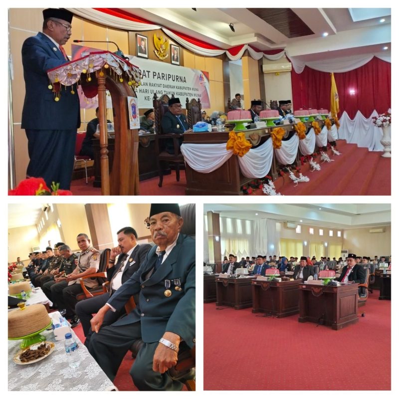 Ketgam :Suasana rapat paripurna peringatan HUT Muna ke-66 Tahun di Gedung DPRD Muna, Kamis (3/7). FOTO: REDAKSI 